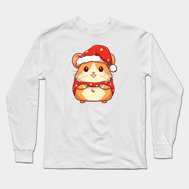 Christmas Hamster Long Sleeve T-Shirt by Retroprints